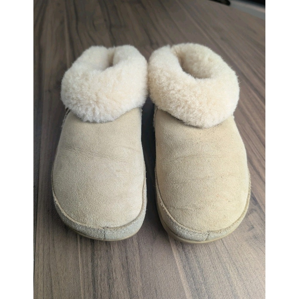 FitFlop Women's Sheepskin Suede Mule Slippers Beige Cream US 7 Cozy Comfort Cozy